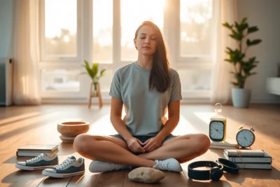 Mujer meditando en casa, representando 10 habitos cambiaron mi vida