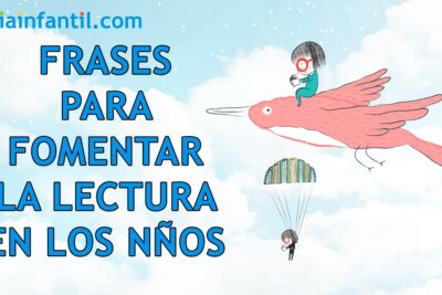 Cuáles son las 7 ideas para animar a la lectura con frases para niños en un fondo de nubes