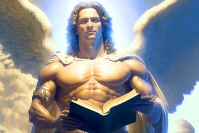 Cómo atraer la buena energía con la simbología de un ángel con libro y luz celestial.