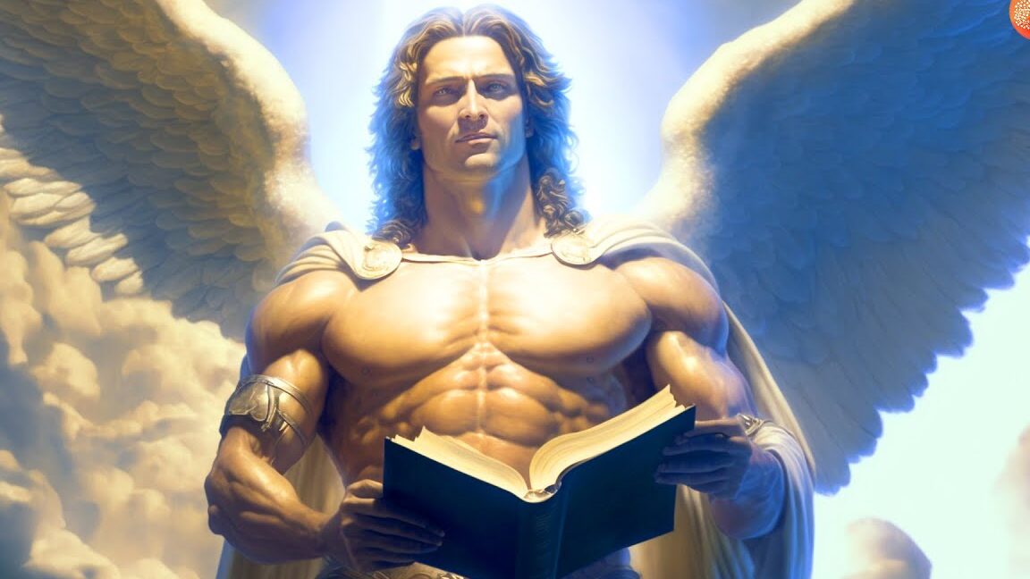 Cómo atraer la buena energía con la simbología de un ángel con libro y luz celestial.