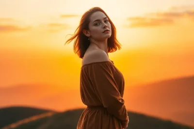 Mujer al atardecer buscando aumentar mi autoestima seguridad