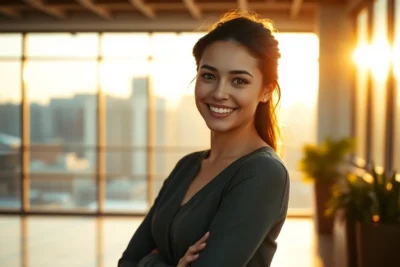 Rostro sonriente con cerebro iluminado