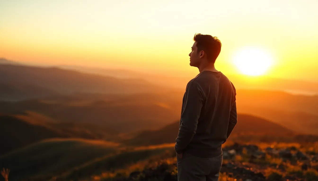 Persona meditando en naturaleza