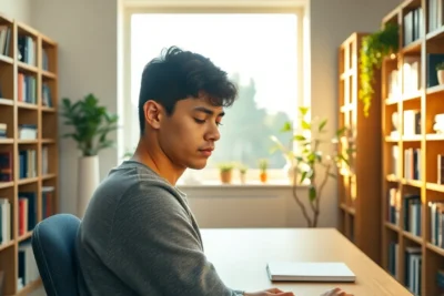 Estudiante concentrado con libros