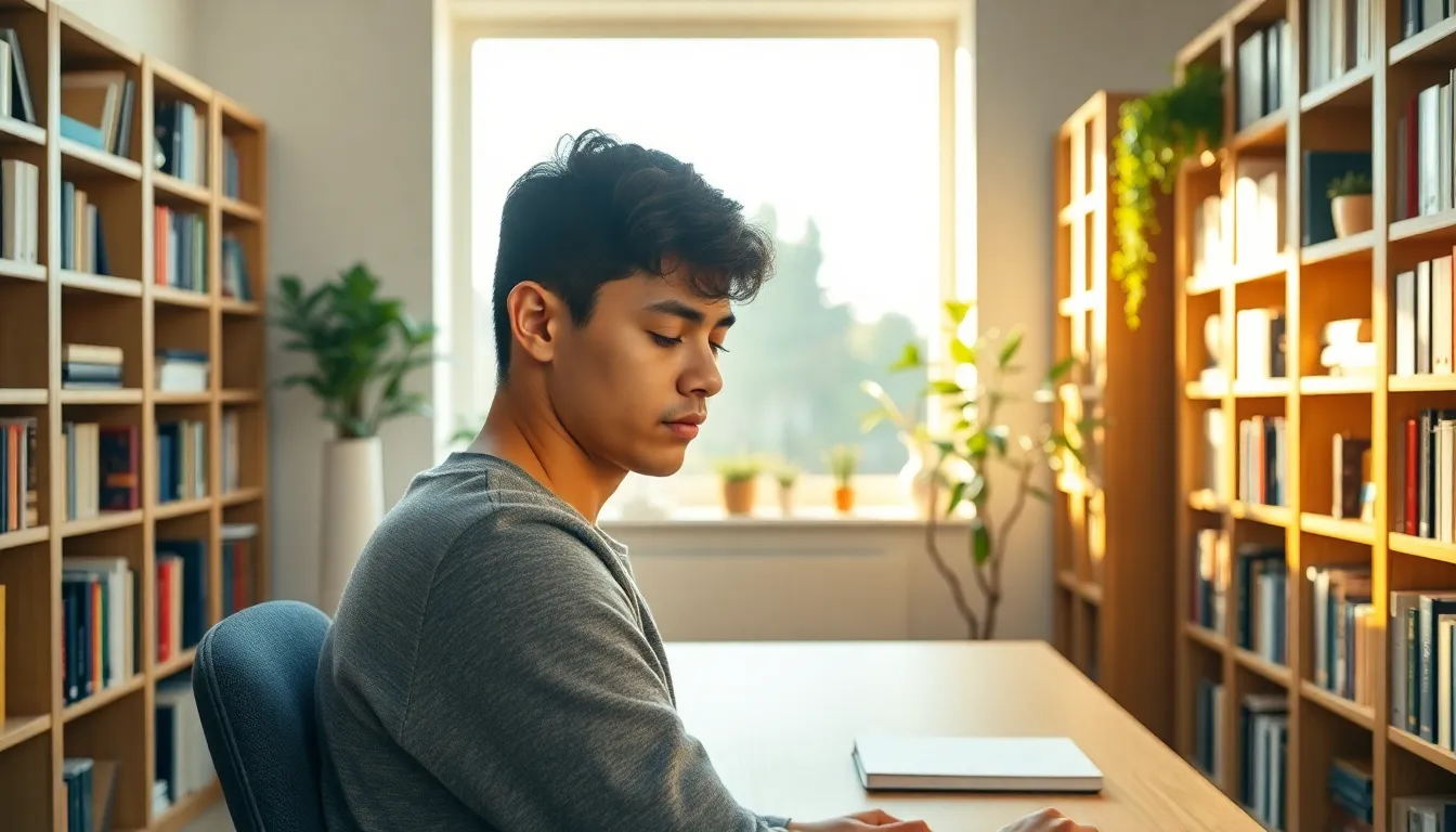 Estudiante concentrado con libros