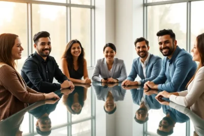 Equipo colaborando con confianza