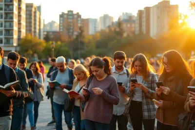 Cuales son habitos poblacion en una ciudad moderna durante el atardecer