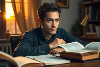 Rostro creativo con notas y bocetos