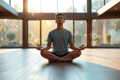 Persona meditando para ejercicios concentración enfoque mental