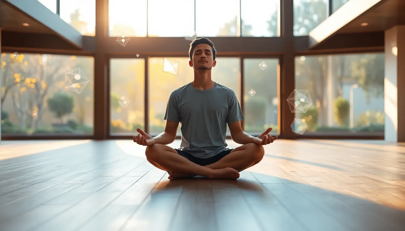 Persona meditando para ejercicios concentración enfoque mental