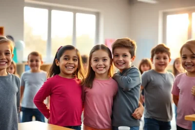 Niños sonrientes jugando juntos