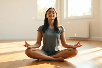 Persona meditando como uno de los ejercicios para mejorar la autoestima y cambiar pensamientos negativos