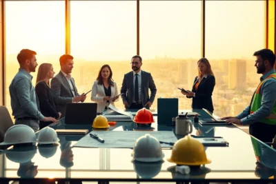 Grupo de personas en una oficina participando en es planificacion actividad preventiva para la seguridad laboral.