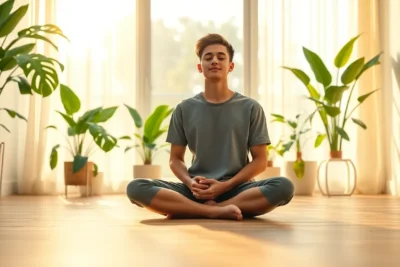 Persona meditando con emociones diversas