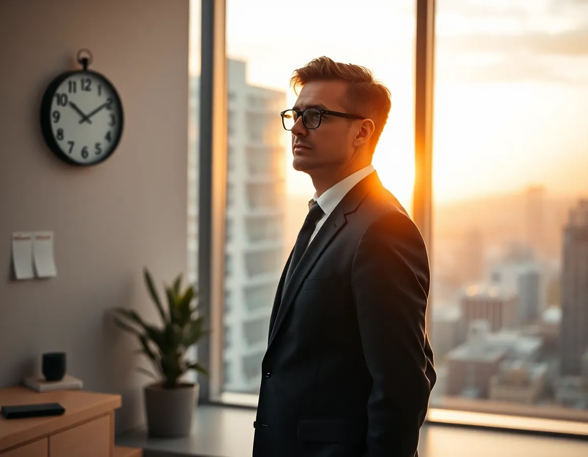 Profesional en oficina ejemplificando habilidades directivas gestionar tiempo.