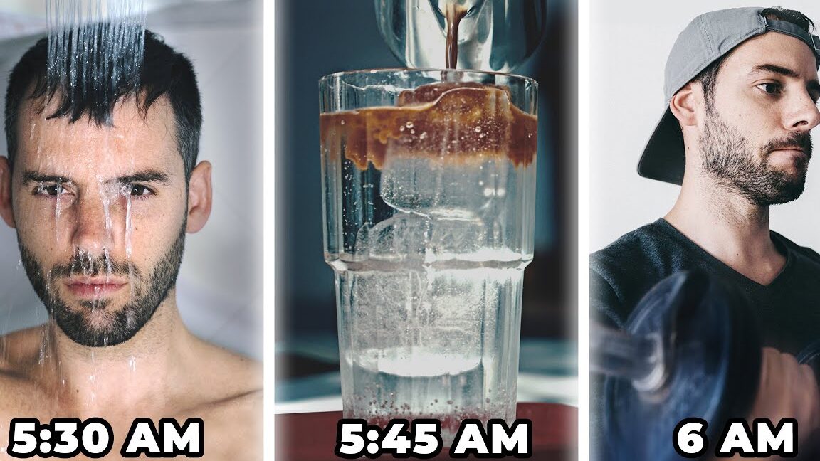 Cuál es la diferencia entre hábito y rutina mostrando una ducha, café y ejercicio