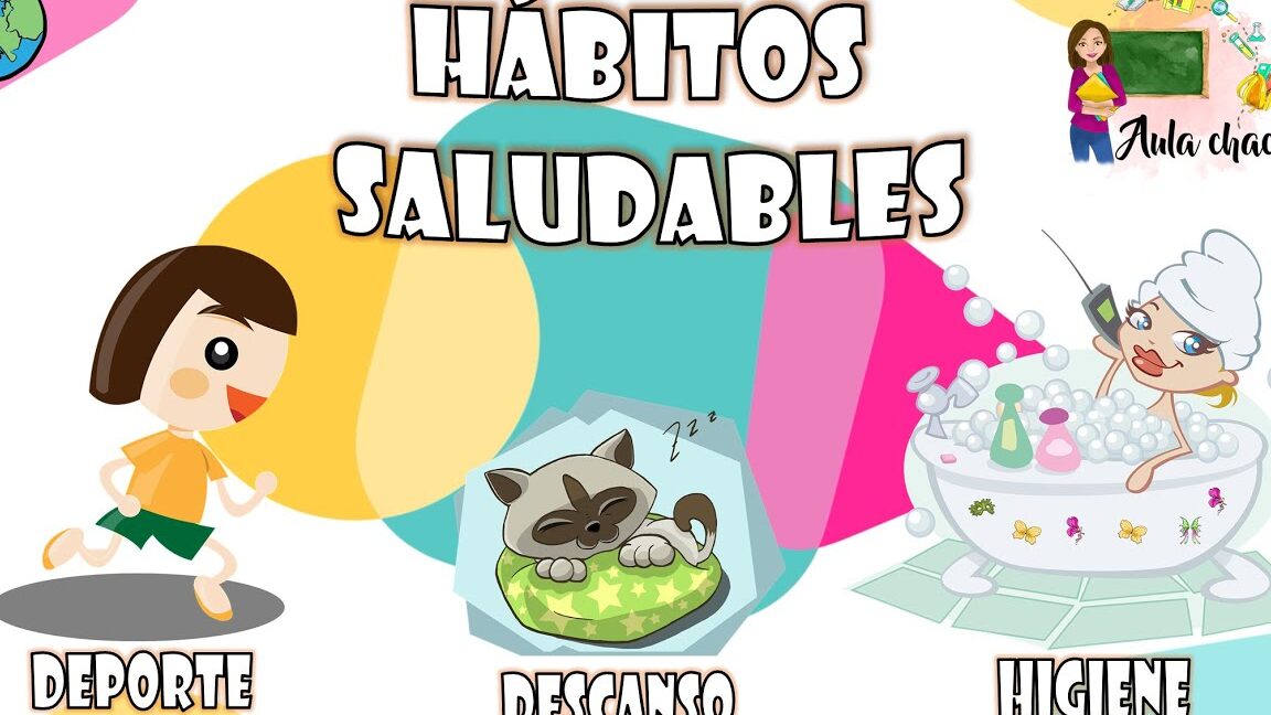 Qué son hábitos saludables OMS ilustrados mediante deporte, descanso e higiene.