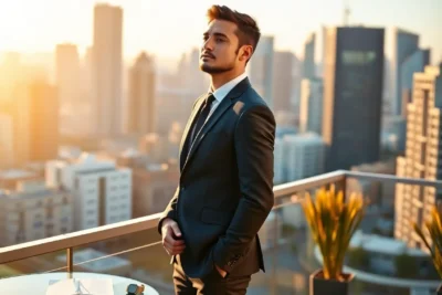 Joven reflexionando en un balcón sobre hábitos triunfar vida en un entorno urbano.