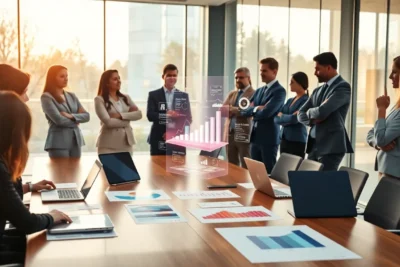Equipo usando herramientas tecnicas desarrollo personal en una reunión.
