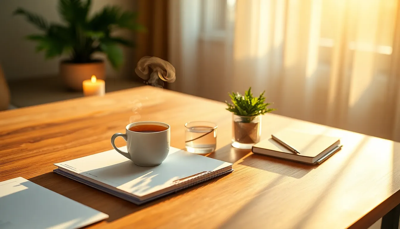 Taza de café en un escritorio como parte de ideas para empezar bien el año.