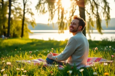Instrucciones pasar día perfecto: disfrute al aire libre en la naturaleza en un prado soleado