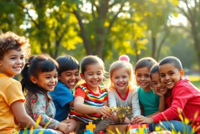 Niños felices aprendiendo juntos
