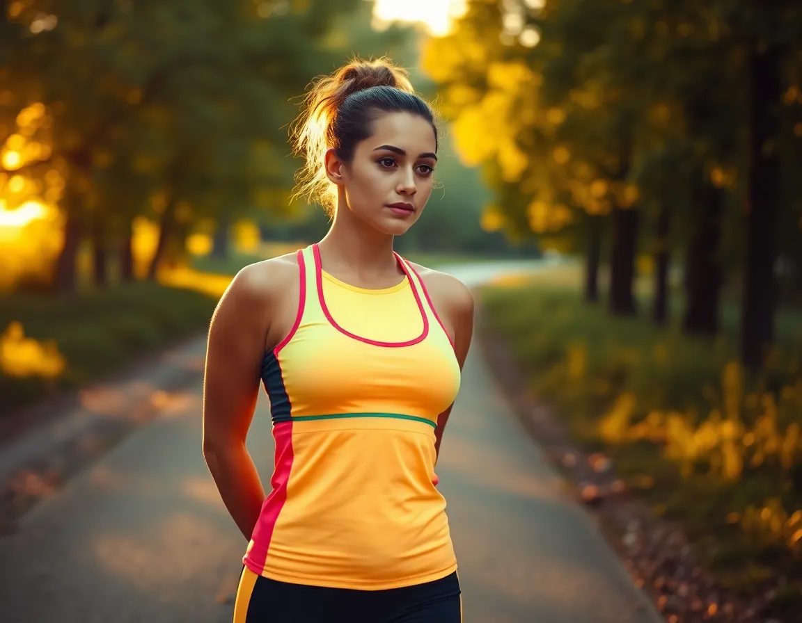 Mujer motivada para bajar peso haciendo ejercicio al aire libre