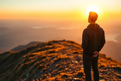 Hombre contemplando el amanecer, pasos claves toma decisiones acertadas crecimiento personal