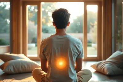 Persona meditando al amanecer al ilustrar pasos para usar la inteligencia emocional y transformar tu vida hoy