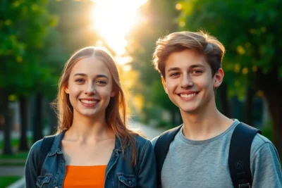 Dos adolescentes sonrientes para subir autoestima hijos adolescentes