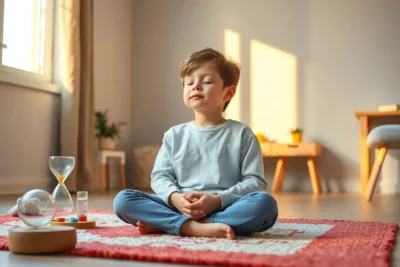 Niño concentrado con auriculares