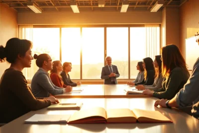 Grupo de docentes atendiendo a un ponente en un taller sobre Estrategias efectivas en tecnicas desarrollo personal formacion profesorado.