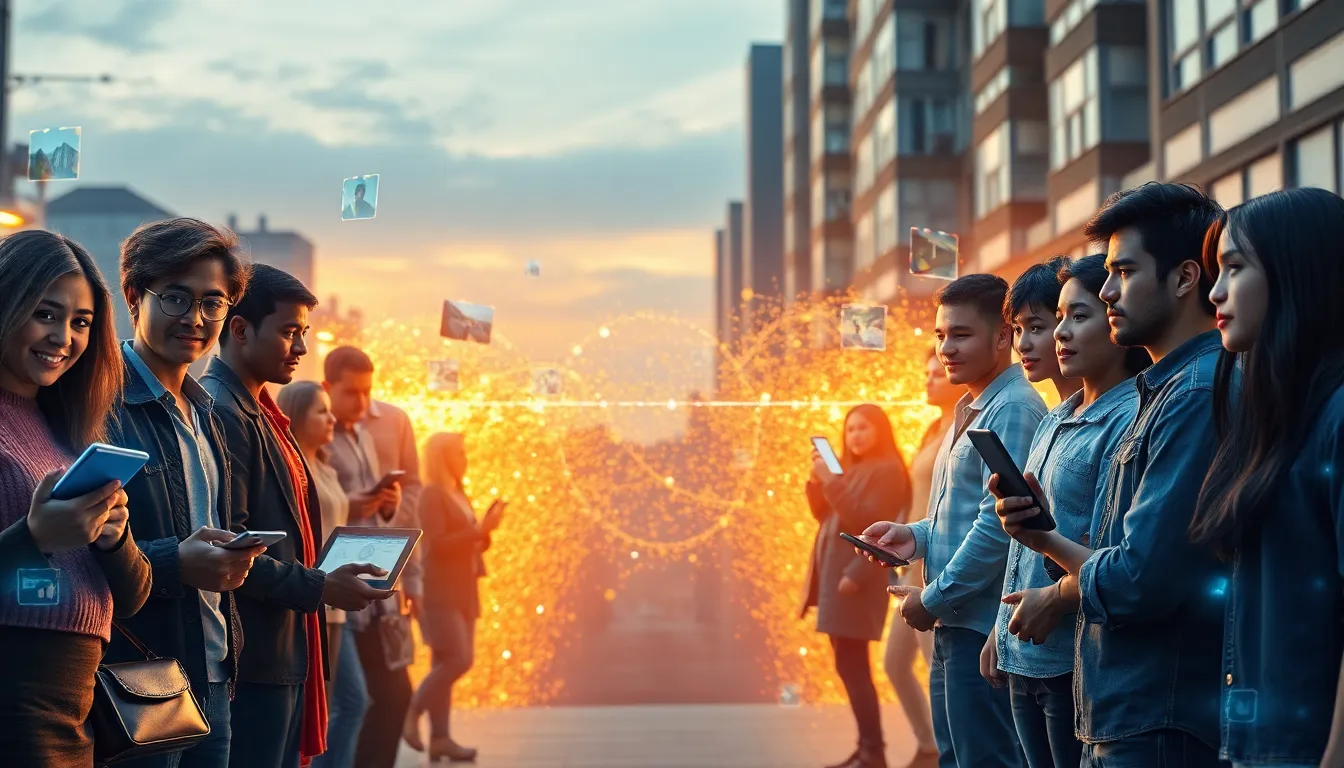 Dos grupos de personas enfrentadas simbolizan tipos brechas digitales quien afectan.