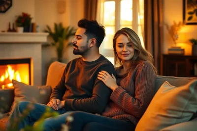 Pareja abrazándose con confianza